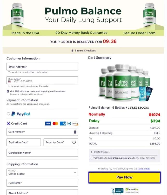 Pulmo Balance Order Page